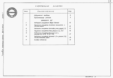 Состав альбома. Типовой проект 820-4-053.94Альбом 1 Пояснительная записка. Архитектурно-строительные решения. Железобетонные конструкции. Арматурные и закладные изделия     