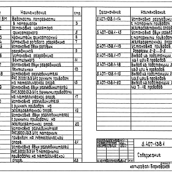 Состав фльбома. Серия 5.407-138 ВоздушныеВыпуск 1 Узлы. Рабочие чертежи