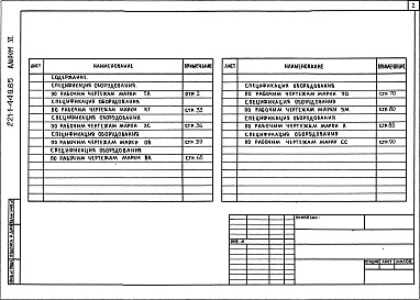 Состав альбома. Типовой проект 221-1-449.85Альбом 6 Спецификации оборудования     