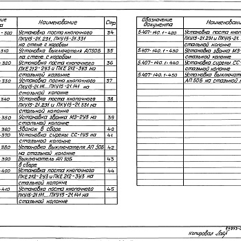 Состав фльбома. Серия 5.407-140 УстановкаВыпуск 1 Узлы и изделия. Рабочие чертежи 