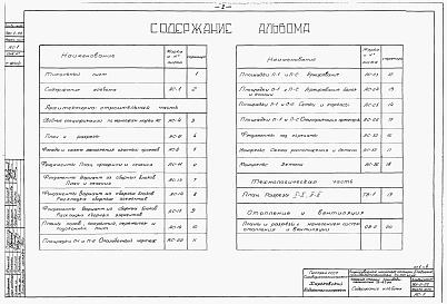 Состав альбома. Типовой проект 901-2-22Альбом 1 Часть 2 Архитектурно-строительная, технологическая и санитарно-техническая части для производительности  25-12 л/сек
