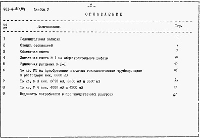 Состав альбома. Типовой проект 901-4-81с.84Альбом 5 Сметы   