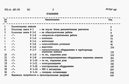 Состав альбома. Типовой проект 901-3-257.89Альбом 6 Сметы	        