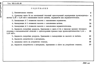 Состав альбома. Типовой проект 901-1-55.86Альбом 3 Сметы. Ведомости потребности в материалах  