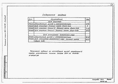 Состав альбома. Типовой проект 901-3-253.89Альбом 6 Задание заводу-изготовителю. Эскизные чертежи общих видов     