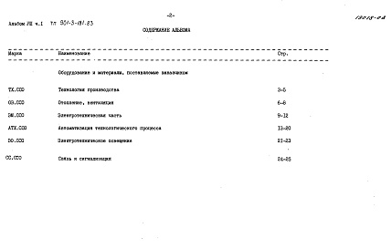 Состав альбома. Типовой проект 901-3-182.83Альбом 8  Сборник спецификаций оборудования.  Часть 1 - Реагентное хозяйство на 2 основных реагента. Часть 2 - Отделение реагентного хозяйства на 3 дополнительных реагента.