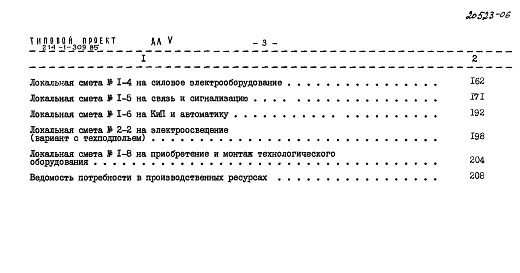 Состав альбома. Типовой проект 214-1-309.85Альбом 5 Сметы 