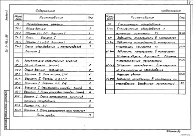 Состав альбома. Типовой проект 901-2-166.2.89Альбом 2 Вариант 1.Насосные станции производительностью 150-200 м3/ч.Технологические решения.Архитектурно-строительные решения.Спецификации оборудования.Ведомости потребности в материалах.
