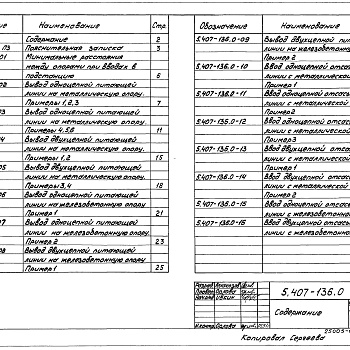 Состав фльбома. Серия 5.407-136 ВоздушныеВыпуск 0 Материалы для проектирования