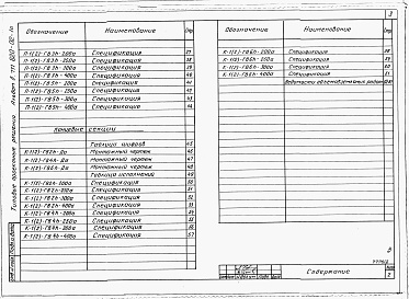Состав альбома. Типовой проект 820-02-1cАльбом 2  Секции оросительных напорных трубопроводов из асбестоцементных труб диаметром 200-400 мм для дождевальных машин ДКШ «Волжанка». Строительно-монтажные чертежи     
