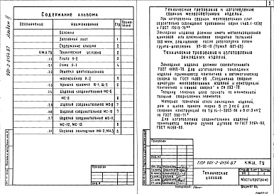Состав альбома. Типовой проект 901-2-0154.87Альбом 2 Строительные изделия.