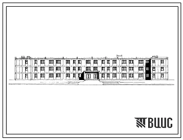 Типовой проект 223-9-17-168 Интернат (спальный корпус) на 280 мест при общеобразовательной школе. Здание трехэтажное. Конструкции серии 17. Стены из крупных легкобетонных блоков.
