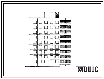 Типовой проект 121-041 Девятиэтажная блок-секция торцевая левая широтной ориентацией на 36 квартир (двухкомнатных 2А-9, 2Б-18, трехкомнатных 3Б-9). Для строительства в 1В климатическом подрайоне, 2 и 3 климатических районах