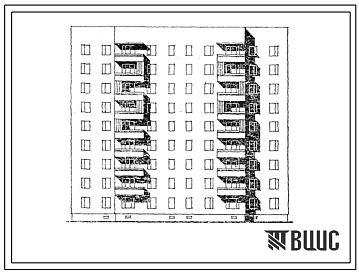 Типовой проект 87-0130пв.86 Девятиэтажная блок-секция меридиональной ориентации на 54 квартиры 1Б-1Б-2Б-2Б-3Б-3Б
