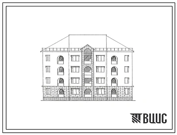 Типовой проект 118-192-23с.13.89 Жилой дом на 8 квартир 2-3 (СТЕНЫ ИЗ МОНОЛИТНОГО ТУФОБЕТОНА, Ориентация широтная, Сейсмичность 9 баллов, Трехэтажные, Четырехэтажные)