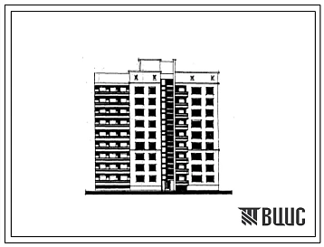 Типовой проект 89-07/1 Девятиэтажная рядовая с торцовым окончанием блок-секция на 36 квартир ( двухкомнатных 2Б-18; трехкомнатных 3Б-1; четырехкомнатных 4Б-17).