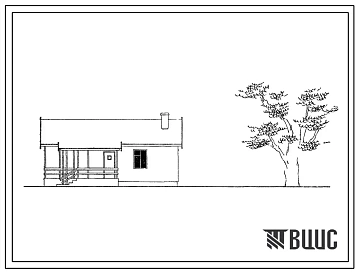 Типовой проект 181-115-67 Одноэтажный одноквартирный жилой дом с трехкомнатной квартирой 3А. Стены из деревянных панелей.