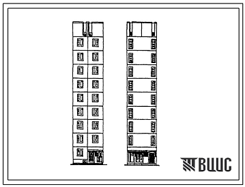 Типовой проект 97-0267.23.86 9-этажный лестничный блок-комплект 9ЛБ2 с колясочной, электрощитовой и сквозным проходом (для г. Караганды)