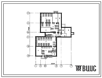 Типовой проект П-2-277(214-1-336.85) Служебные помещения в подвале детских яслей-сада на 10 групп (240 мест) с возможностью поэтапного строительства, (убежище на 277 человек, размеры убежища 27,3м на 22,2м, режимы вентиляции 1,2,3).