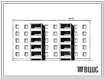 Типовой проект 86-06 5-этажная 29-квартирная торцовая блок-секция (правая) 1Б.2Б.2Б - 1Б.2Б.2Б