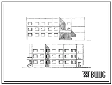 Типовой проект 241-5-135-80 3-этажный угловой спальный корпус на 120 мест (для пионерского лагеря-базы отдыха на 400/300 мест). Для строительства в 1В климатическом подрайоне, 2 и 3 климатических районах.