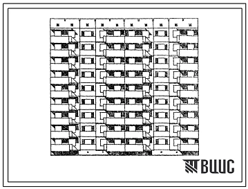 Типовой проект 173-013с.84 Блок-секция 9-этажная 36-квартирная рядовая 3А-5Б-2Б-4Б. Для строительства в 4Б климатическом подрайоне Азербайджанской ССР сейсмичностью 7 баллов.