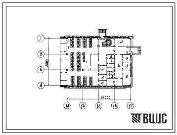 Типовой проект Б-2-300(224-9-152с) Хозяйственно-бытовые помещения, приспосабливаемые под ПРУ в подвале интерната (спального корпуса ) на 50 мест, (убежище на 300 человек, размеры убежища 24м на 18м, режимы вентиляции 1,2,3).
