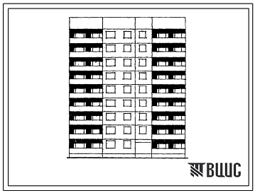 Типовой проект 1Лг-602-019/1 Блок-секция 9-этажная 35-квартирная торцевая правая 1А-2Б-2Б-3Б (для городского строительства в Латвийской ССР)
