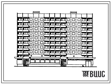 Типовой проект 111-121-180.13.87 10-этажный жилой дом со встроенно-пристроенными предприятиями обслуживания (магазин «Грампластинки» и парикмахерская на 10 рабочих мест, магазин «Фотокинотовары»). Для условий применения в Чувашской АССР.