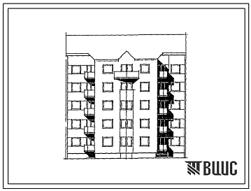 Типовой проект 103-053.13.90 Блок-секция рядовая с торцевыми окончаниями 5-этажная 15-квартирная 2-2-3 для строительства в Латвийской республике