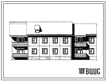 Типовой проект 97-0190.84 Блок-секция 2-этажная 8-квартирная торцевая левая 2Б-2Б-3А-3А. Для строительства в 1В климатическом подрайоне.