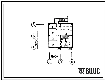 Типовой проект П-2-158(252-5-30.83) Хозяйственно-бытовые помещения в подвале станции скоровой медицинской помощи с количеством выездов до 25 тыс. в год, (убежище на 158 человек, размеры убежища 12м на 12м, режимы вентиляции 1,2,3).
