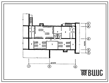 Типовой проект П-4-152(213-1-302.2.13.87) Помещения общественного назначения, размещаемые в подвале детских яслей-сада на 50 мест, объединенных с начальной школой, (убежище на 152 человек, размеры убежища 22,2м на 16,2м, режимы вентиляции 1,2).