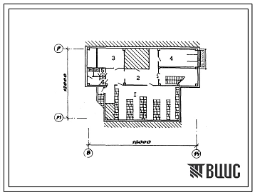 Типовой проект П-2-100(816-1-92.13.86) Вспомогательные помещения подвала ремонтной мастерской с пунктом технического обслуживания и материально-техническим складом, (убежище на 100 человек, размеры убежища 12м на 10м, режим вентиляции 1,2).