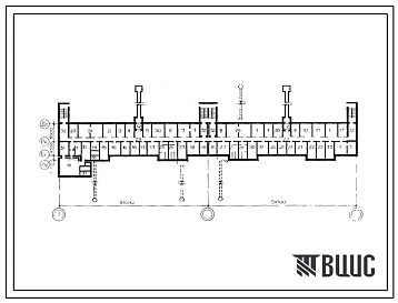 Типовой проект A-IV-1278-357.86 Помещения общественного назначения в подвале 9-этажного дома, скомпонованного из блок-секций серии 97.  (убежище на 1278 человек, размеры убежища 120м на 11,5м, режимы вентиляции 1,2).