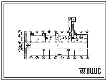 Типовой проект А-II (III,IV)-900-80/22 Склад,встроенный в одноэтажный производственный корпус, (убежище на 900 человек, размеры убежища 54м на 18м, режимы вентиляции 1,2).