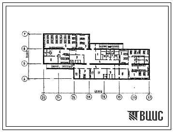 Типовой проект П-1-300(252-1-105) Вспомогательно-бытовые помещения в подвале главного корпуса инфекционной больницы для детей на 150 коек, (убежище на 300 человек, размеры убежища 42м на 18м, режимы вентиляции 1,2).
