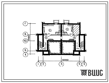Типовой проект П-4-21(143-89-88.83) Бытовые помещения в подвале жилого дома 2-этажного 2-квартирного с квартирами 3Б-5Б в двух уровнях, (убежище на 21 человек, размеры убежища 15м на 10,8м, режимы вентиляции 1,2).