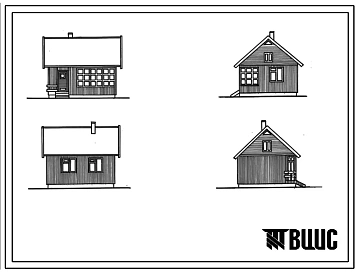 Типовой проект 181-000-36.86 Однокомнатный садовый летний домик. Стены из деревянных панелей. Площадь, м2: общая 17,8, веранды 10,0