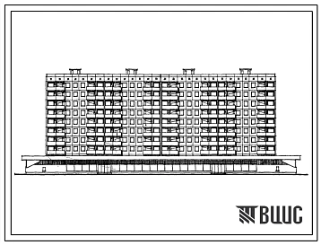 Типовой проект 111-94-44 Девятиэтажный четырехсекционный крупнопанельный жилой дом на 128 квартир (однокомнатных 1Б-32, двухкомнатных 2Б-32, трехкомнатных 3А-32, 3В-32) со встроенно-пристроенным магазином