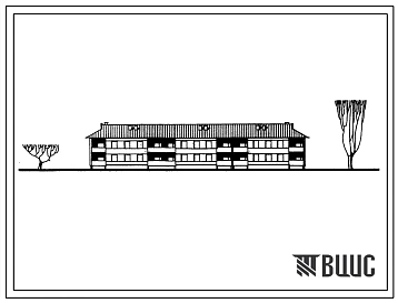 Типовой проект 111-26-68в.83 Двухэтажный трехсекционный 16-квартирный жилой дом.