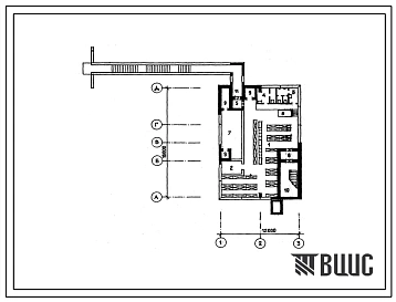 Типовой проект А-3-300(506-157.87) Помещения учебных классов в подвале здания авиационных тренажеров, (убежище на 300 человек, размеры убежища 18м на 12м, режимы вентиляции 1,2).