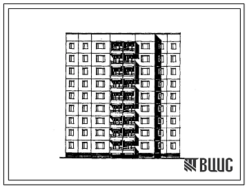 Типовой проект 97-0241м.86 Девятиэтажная блок-секция рядовая на 36 квартир. Для строительства в городах и поселках городского типа