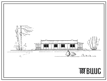 Типовой проект 1-50А-13  Одноэтажный двухквартирный жилой дом с 3- комнатными квартирами с полным благоустройством, стены из арболитовых блоков.