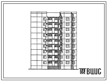 Типовой проект 112-040.86 Крупнопанельные жилые дома. Блок-секция 9-этажная 36-квартирная торцевая левая 1Б.2Б.3Б.4Б
