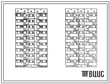 Типовой проект 173-08с.84 Блок-секция 9-этажная 18-квартирная рядовая 3Б-4Б. Для строительства в 4Б климатическом подрайоне Азербайджанской ССР сейсмичностью 7 баллов.