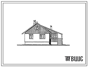 Типовой проект 184-115-195.13.88 Одноэтажный одноквартирный жилой дом с трехкомнатной квартирой, сблокированной с хозпостройкой (для Кировской области)