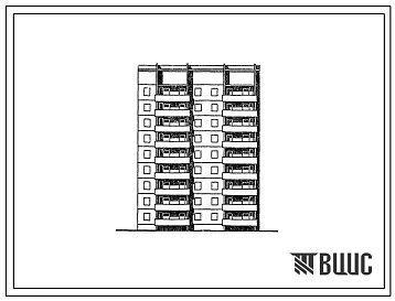 Типовой проект 135-0326с.13.87 9-этажная торцевая правая блок-секция на 27 квартир 2-3-5 для строительства в г. Иркутске