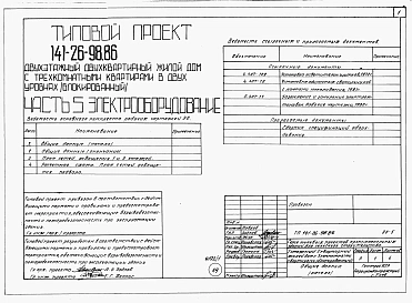 Альбом 1 Части 0, 1, 2, 3, 5, 6 Общая часть. Архитектурно-строительные решения. Отопление и вентиляция. Внутренний водопровод и канализация. Электрооборудование. Связь и сигнализация