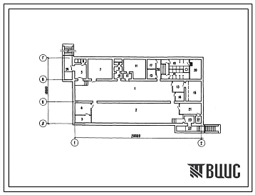 Типовой проект Ат-2,3-600-223 Здание производственное вспомогательного назначения отдельно стоящее заглубленное, (убежище на 600 человек, размеры убежища 28,8м на 18м, режимы вентиляции 1,2).